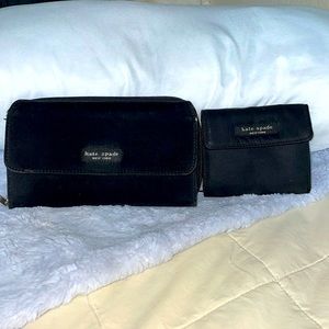 To pre-owned Kate Spade black wallets one larger one small great condition